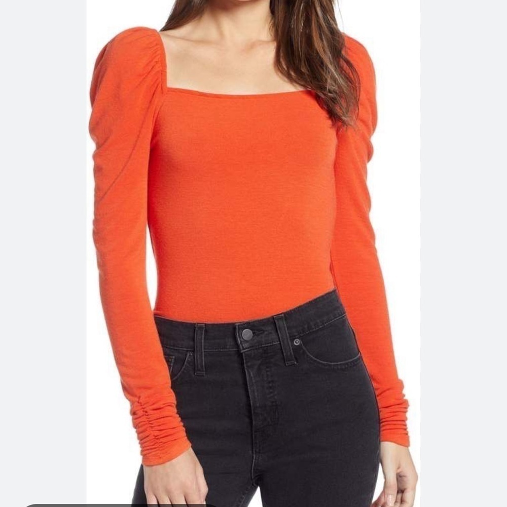 Nwt Something Navy Square Neck Slim Knit Top